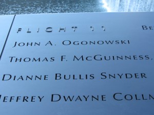 close-up of a sign with names