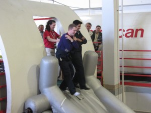 a group of people standing on a inflatable object