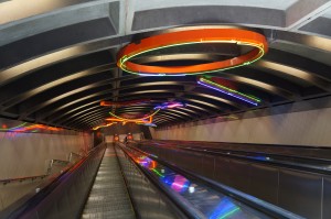 a close-up of a moving walkway