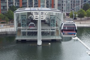 a cable car lift over water