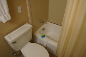 a toilet and tub in a bathroom