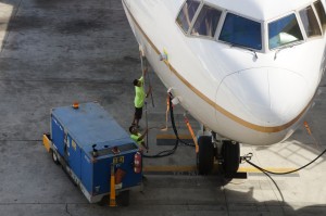 a man working on a plane