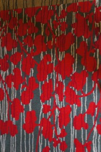 a close-up of a red and gray fabric