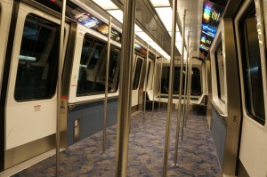 a subway train with many windows