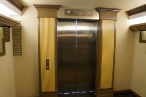 an elevator with two doors