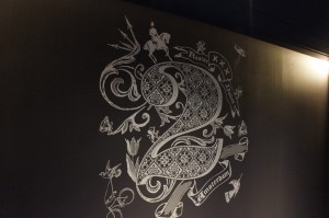 a white drawing on a wall