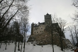 a castle on a hill with snow