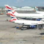 airplanes parked at an airport