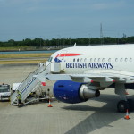 a plane with a staircase