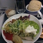 a plate of food on a tray