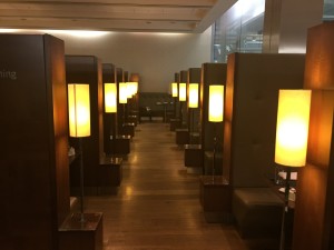 a row of lamps in a room
