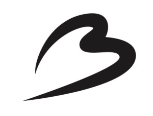 a black heart shaped logo