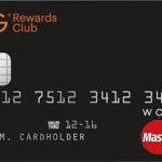 a credit card with white and black text