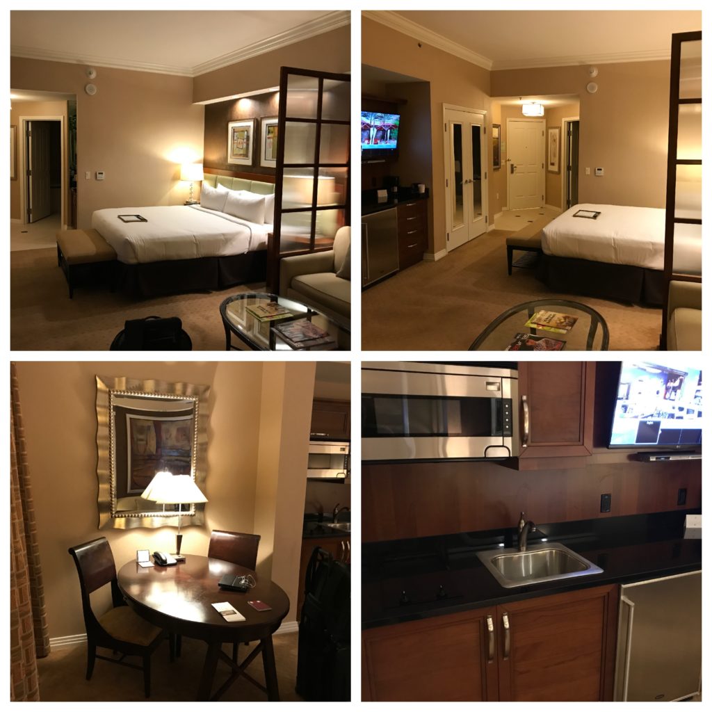 a collage of a hotel room